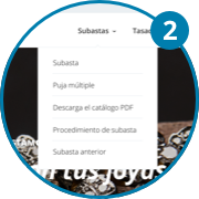 Imagen segundo paso para realizar una puja múltiple. Accede al menú superior de subastas y dirígete a la sección de puja múltiple.